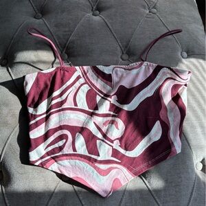 Elegant Swirl Camisole in Maroon and Pink